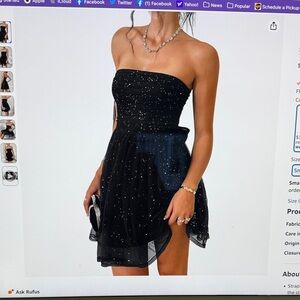 Strapless Black Dress with Sparkle Detail